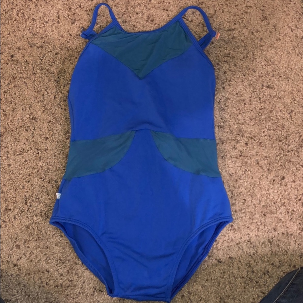 Gorgeous blue leotard with mesh detailing